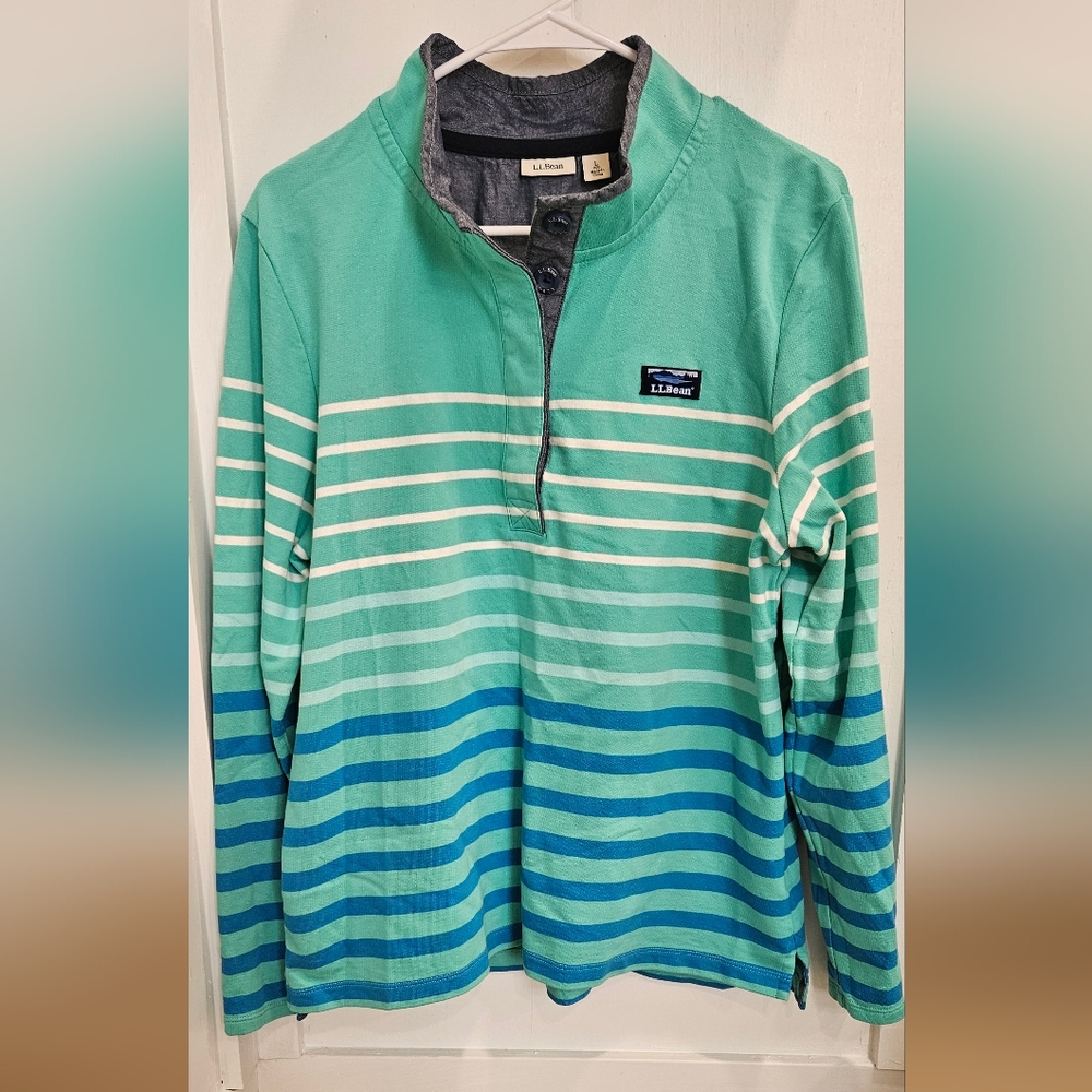 L.L.Bean Striped Green and Blue Pullover Size L